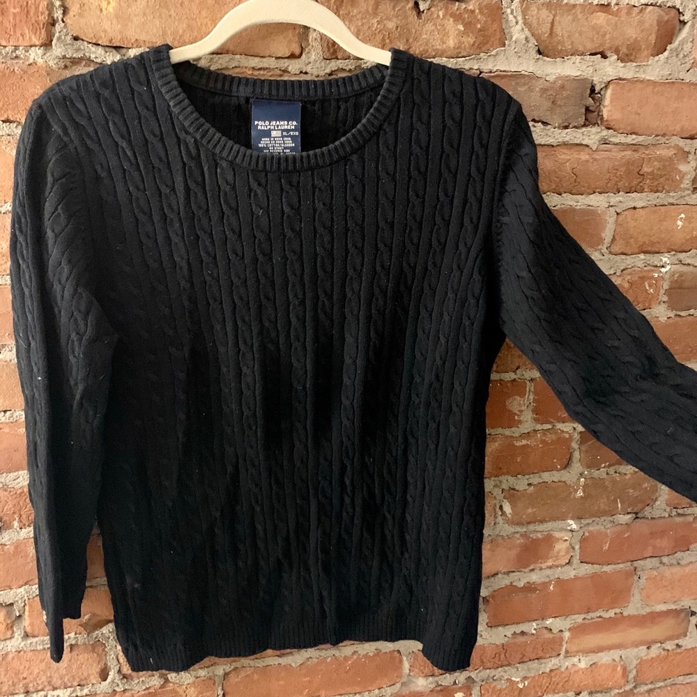 Black Cable Ralph Lauren Polo Crewneck Sweater